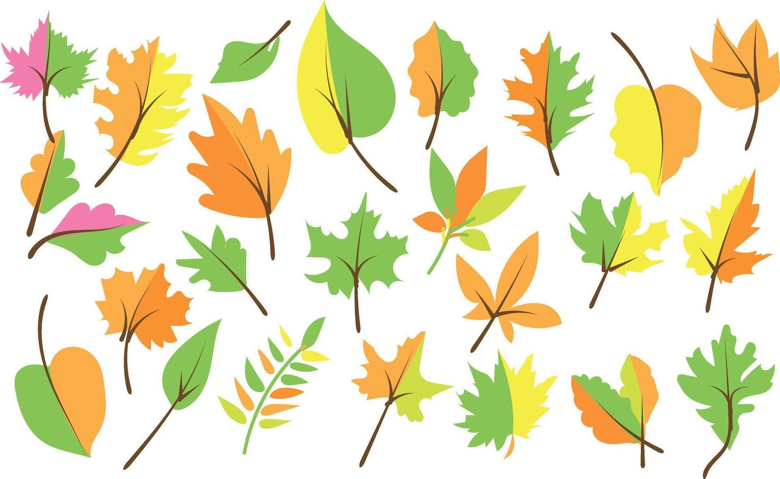 Autumn Leaves collection silhouette trendy design vector