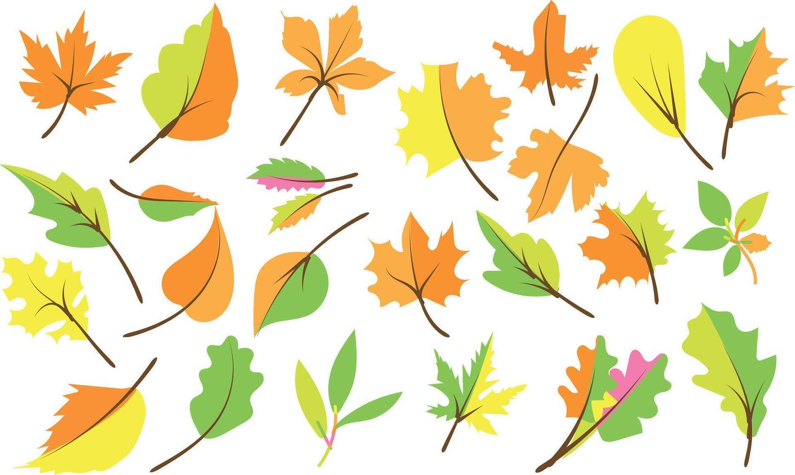 Autumn Leaves collection silhouette trendy design vector