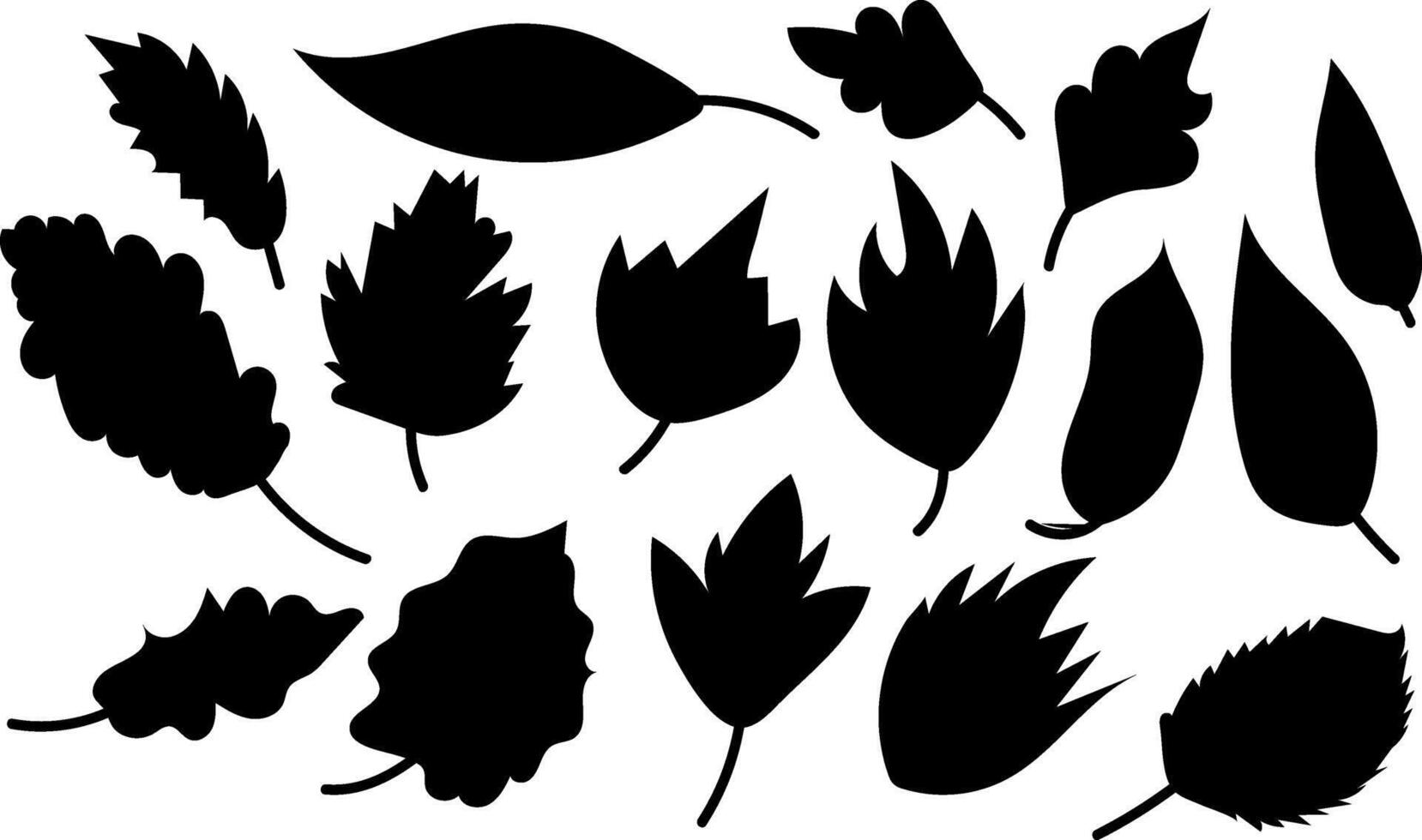 Autumn Leaves collection silhouette trendy design vector