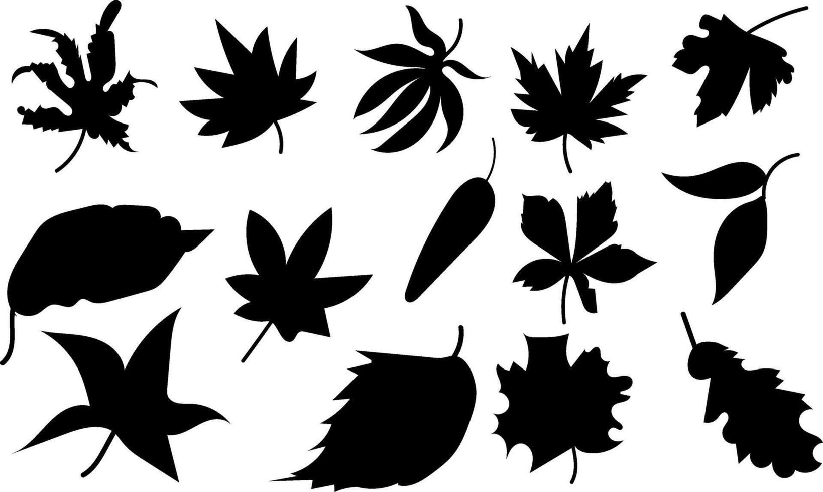 Autumn Leaves collection silhouette trendy design vector
