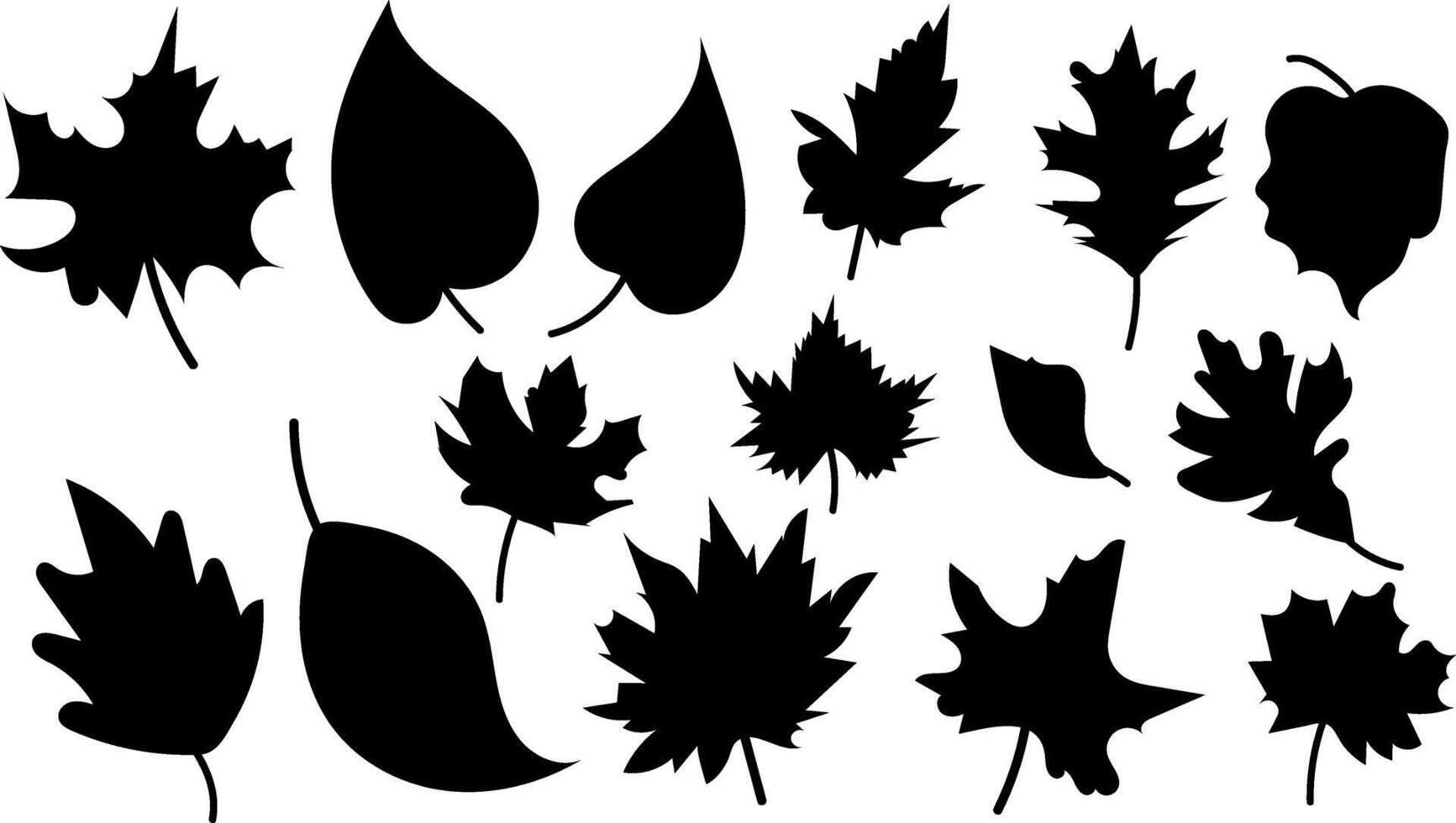 Autumn Leaves collection silhouette trendy design vector