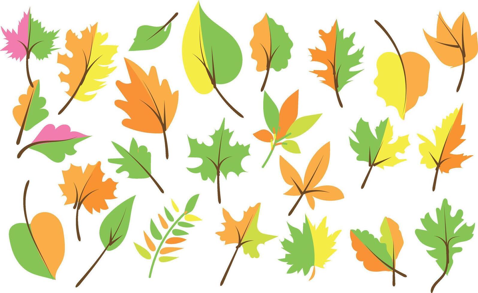 Autumn Leaves collection silhouette trendy design vector