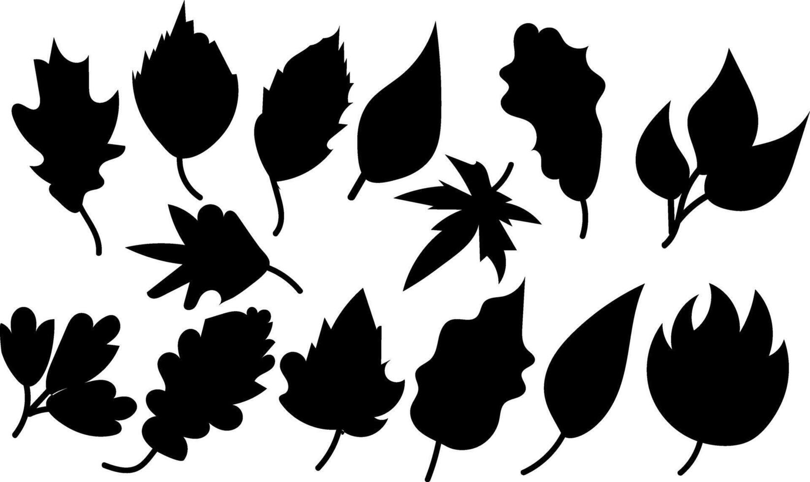 Autumn Leaves collection silhouette trendy design vector