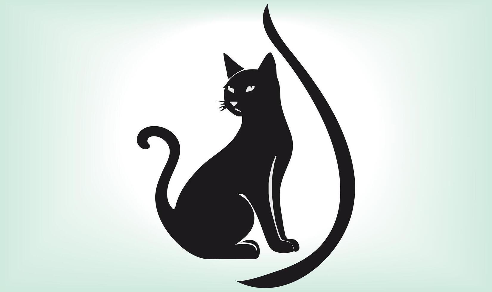 Cat Silhouette International Cat Day. vector