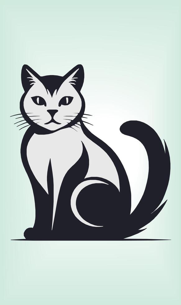 Cat Silhouette International Cat Day. vector