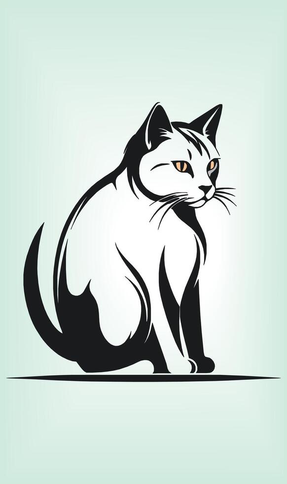 Cat Silhouette International Cat Day. vector