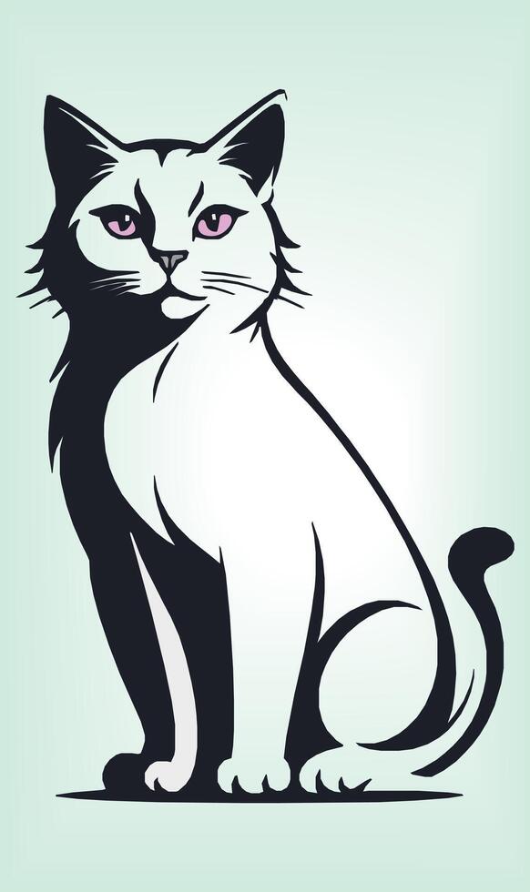 Cat Silhouette International Cat Day. vector