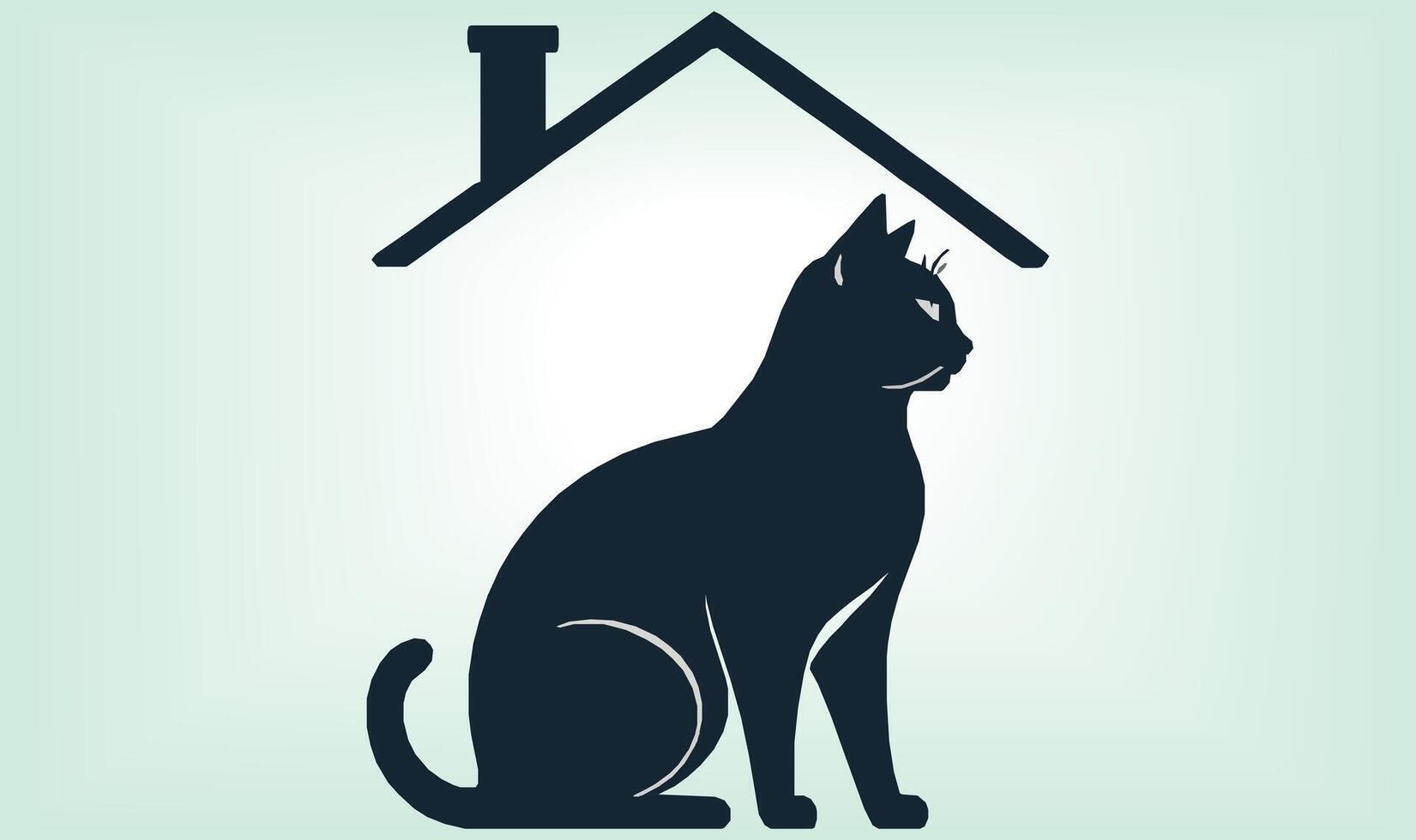 Cat Silhouette International Cat Day. vector