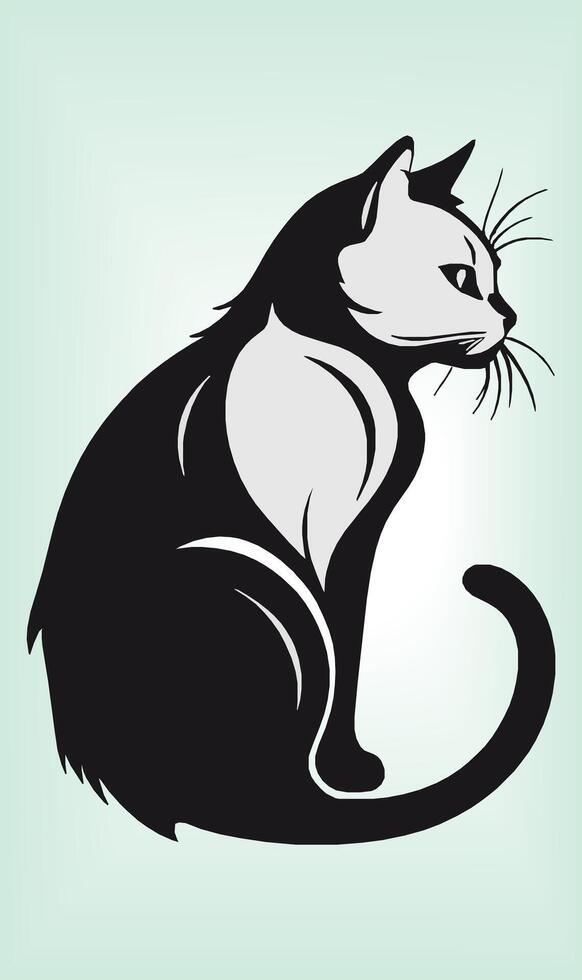 Cat Silhouette International Cat Day. vector