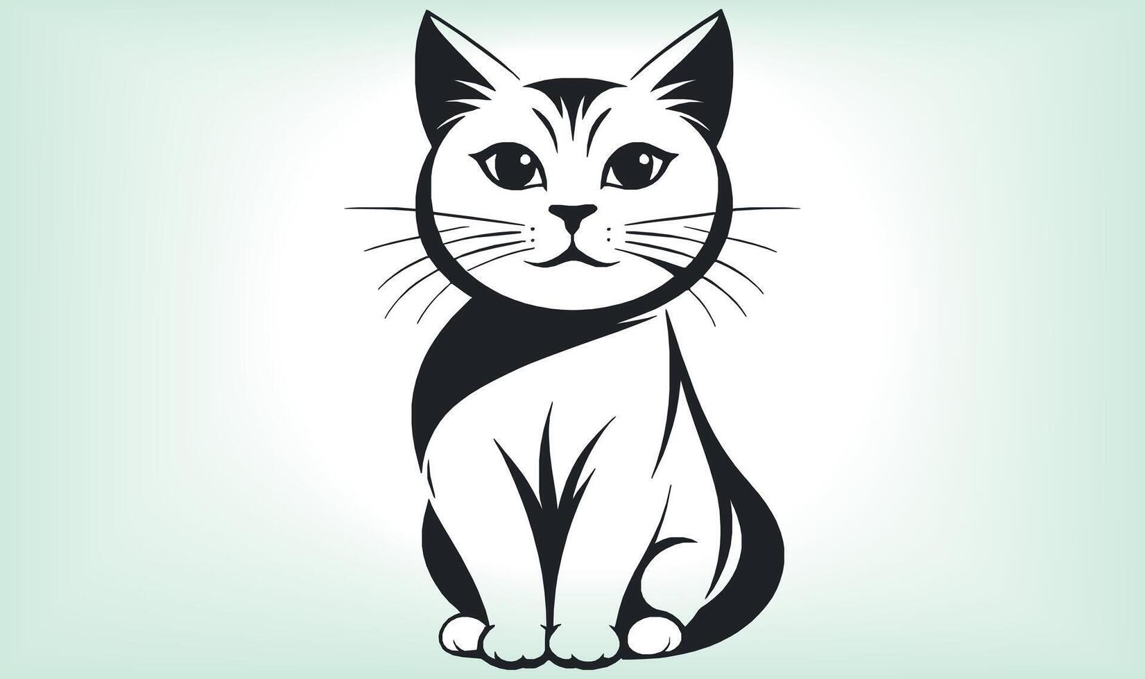 Cat Silhouette International Cat Day. vector