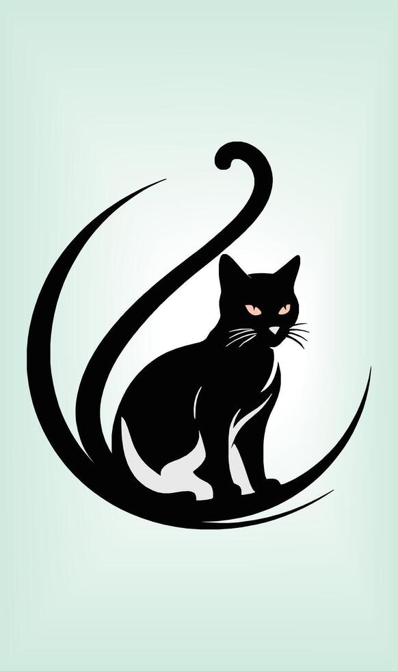 Cat Silhouette International Cat Day. vector