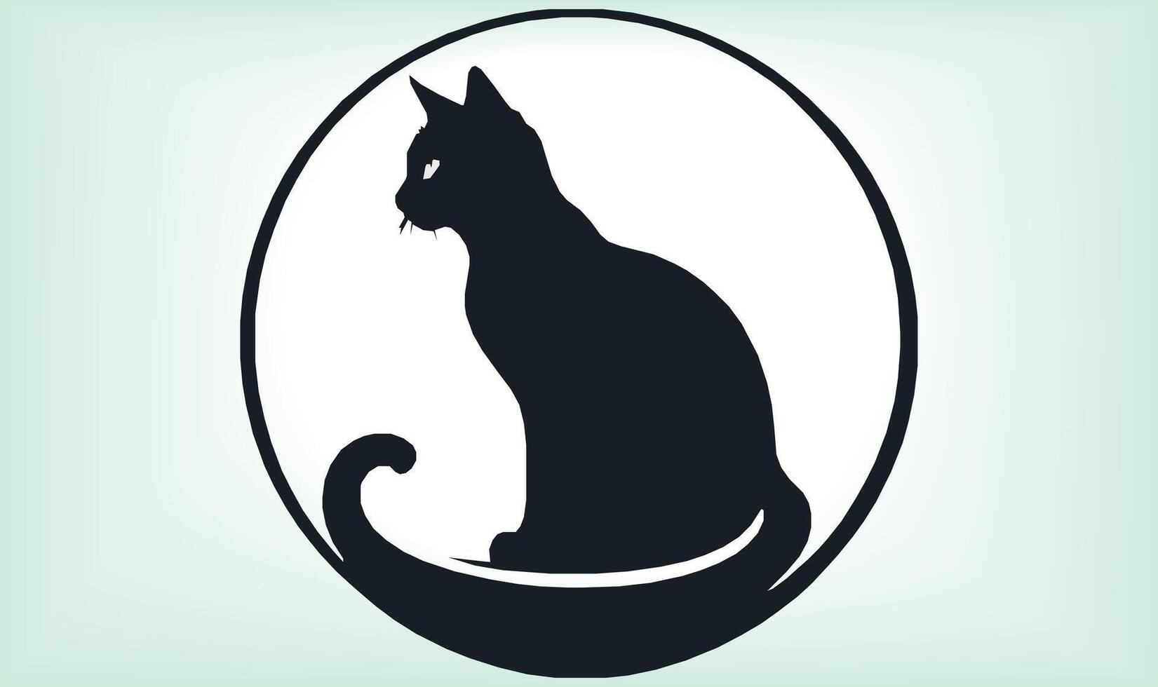 Cat Silhouette International Cat Day. vector