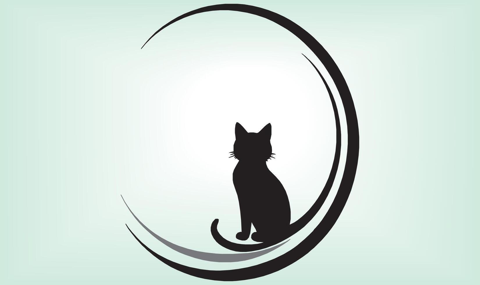 Cat Silhouette International Cat Day. vector