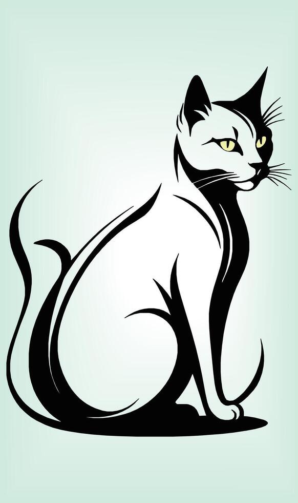 Cat Silhouette International Cat Day. vector