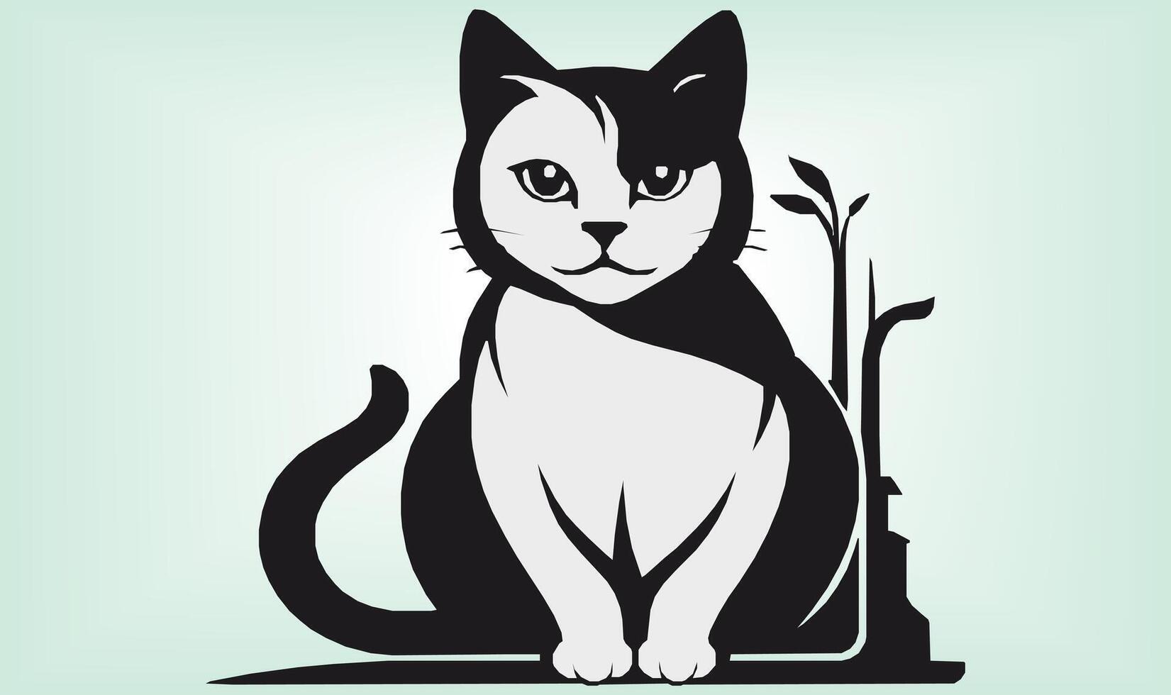 Cat Silhouette International Cat Day. vector
