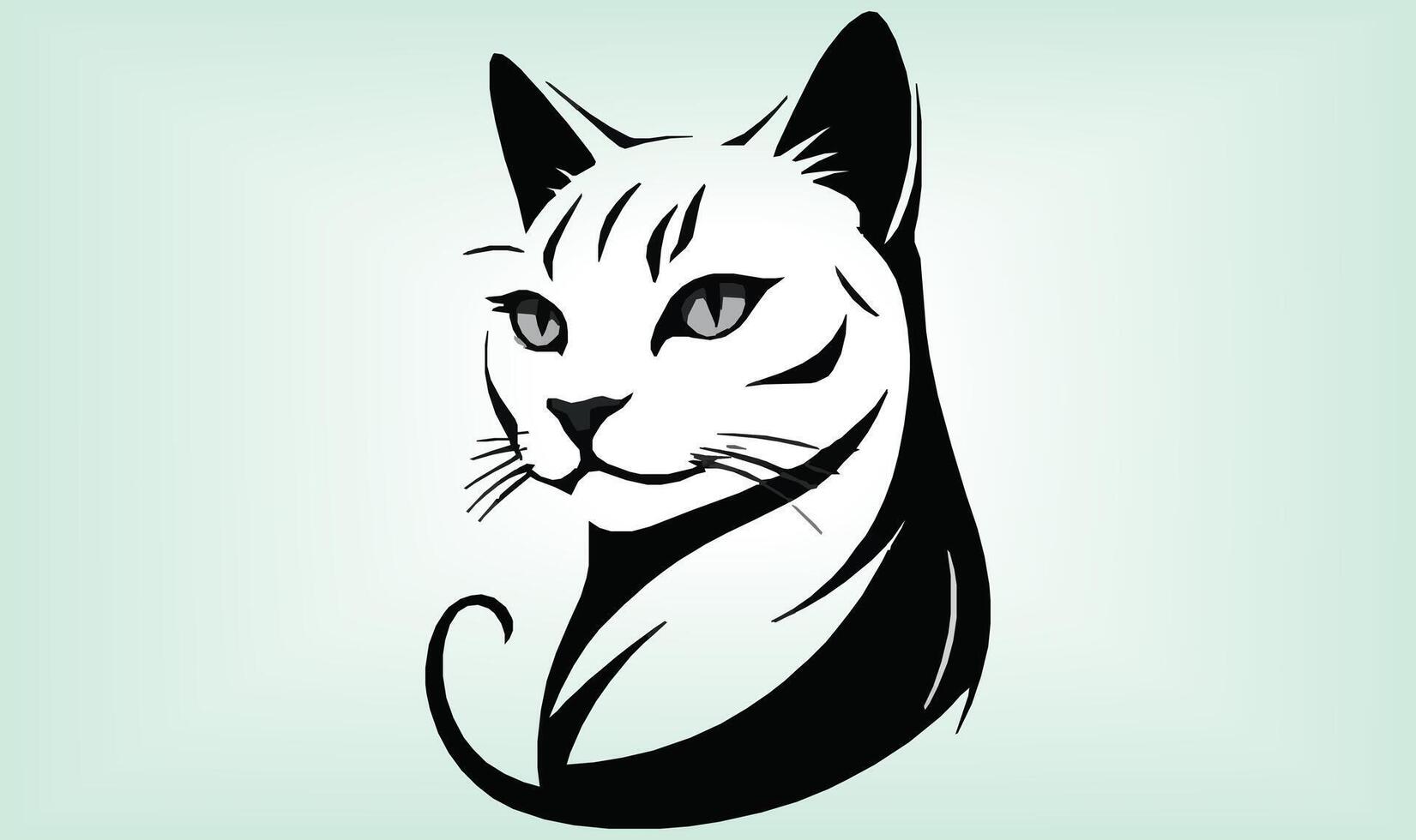 Cat Silhouette International Cat Day. vector