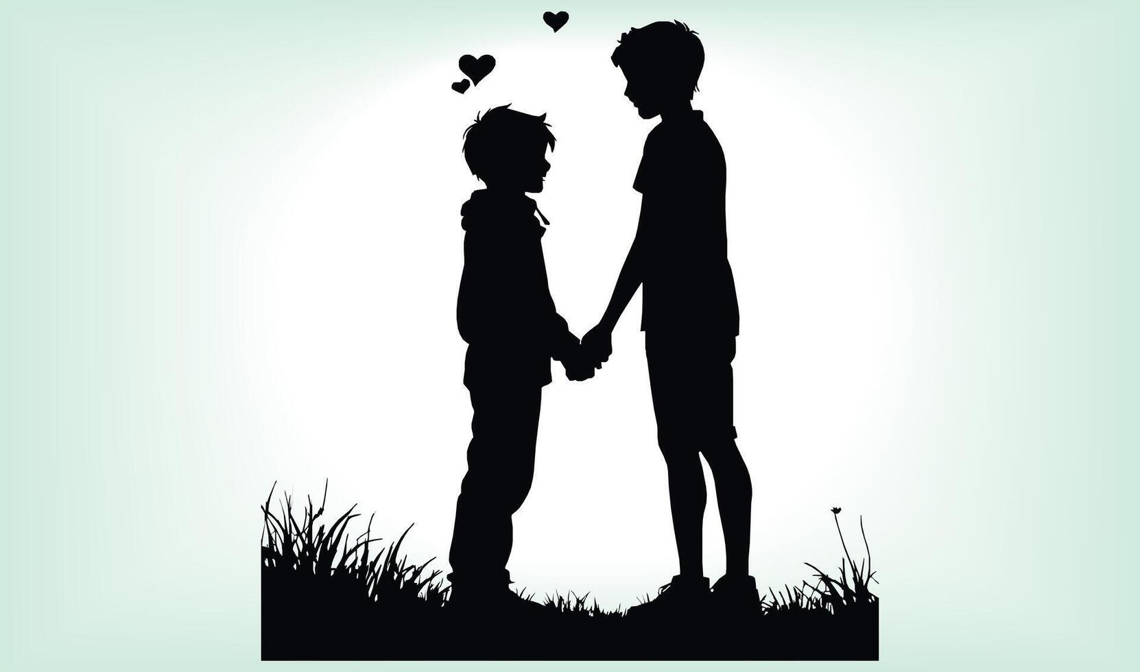 Happy friendship day silhouettes image. vector