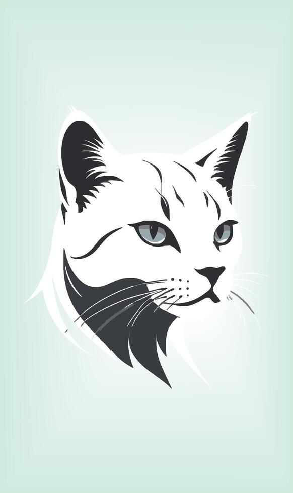 Cat Silhouette International Cat Day. vector