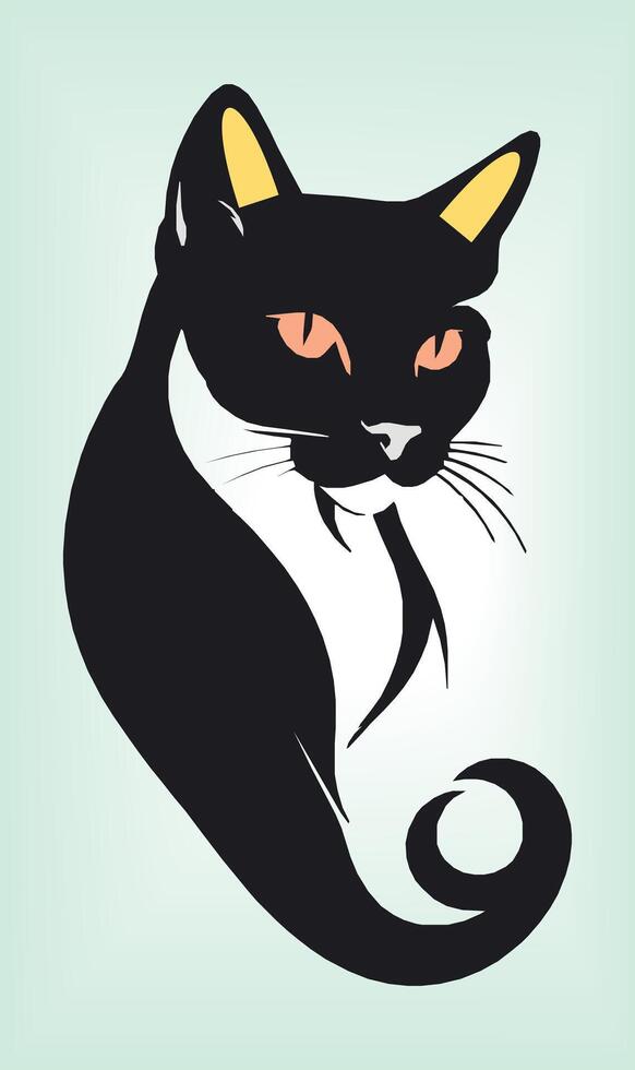 Cat Silhouette International Cat Day. vector