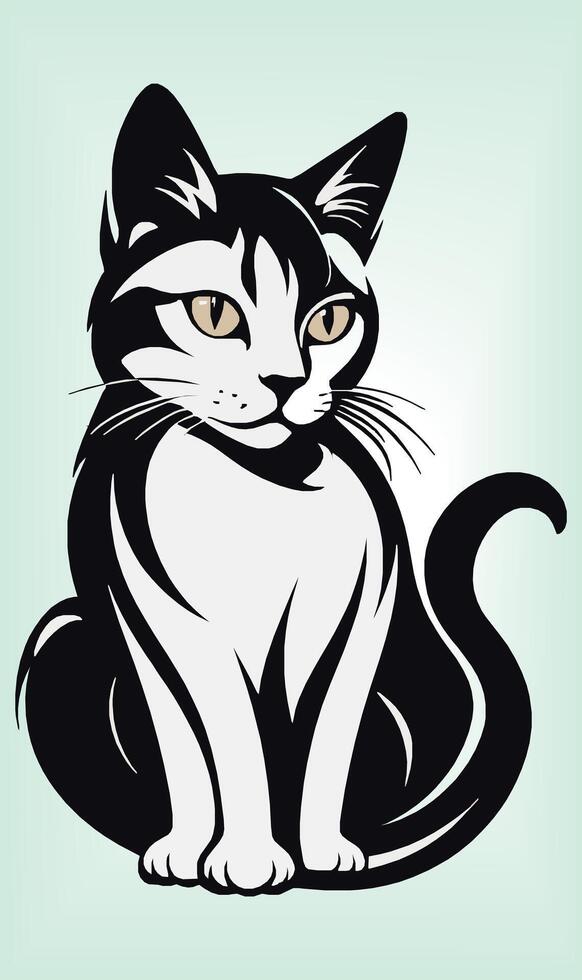 Cat Silhouette International Cat Day. vector