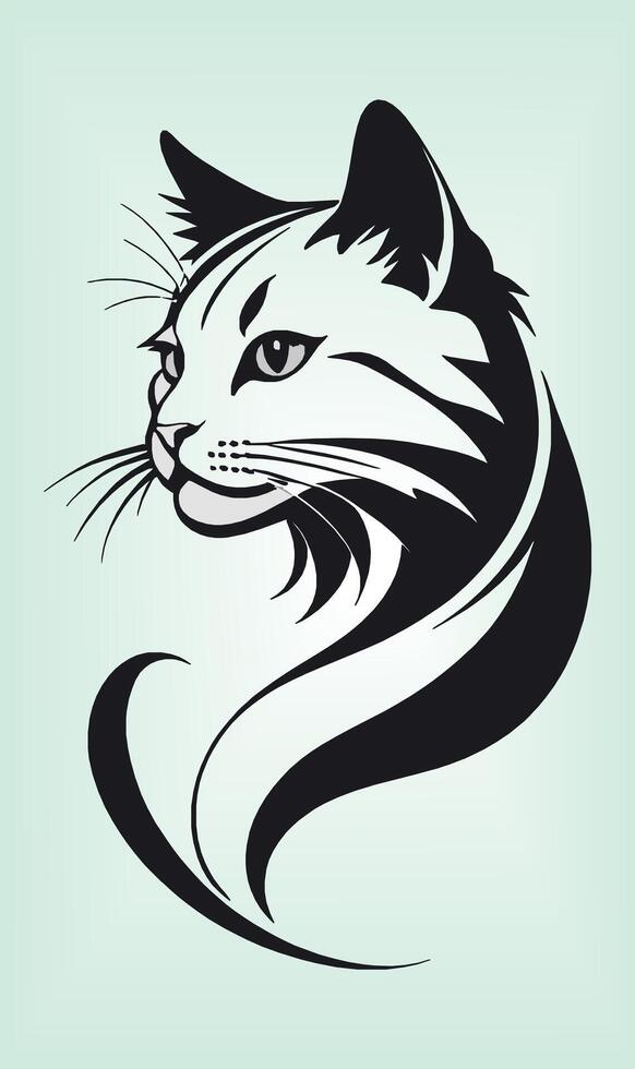Cat Silhouette International Cat Day. vector