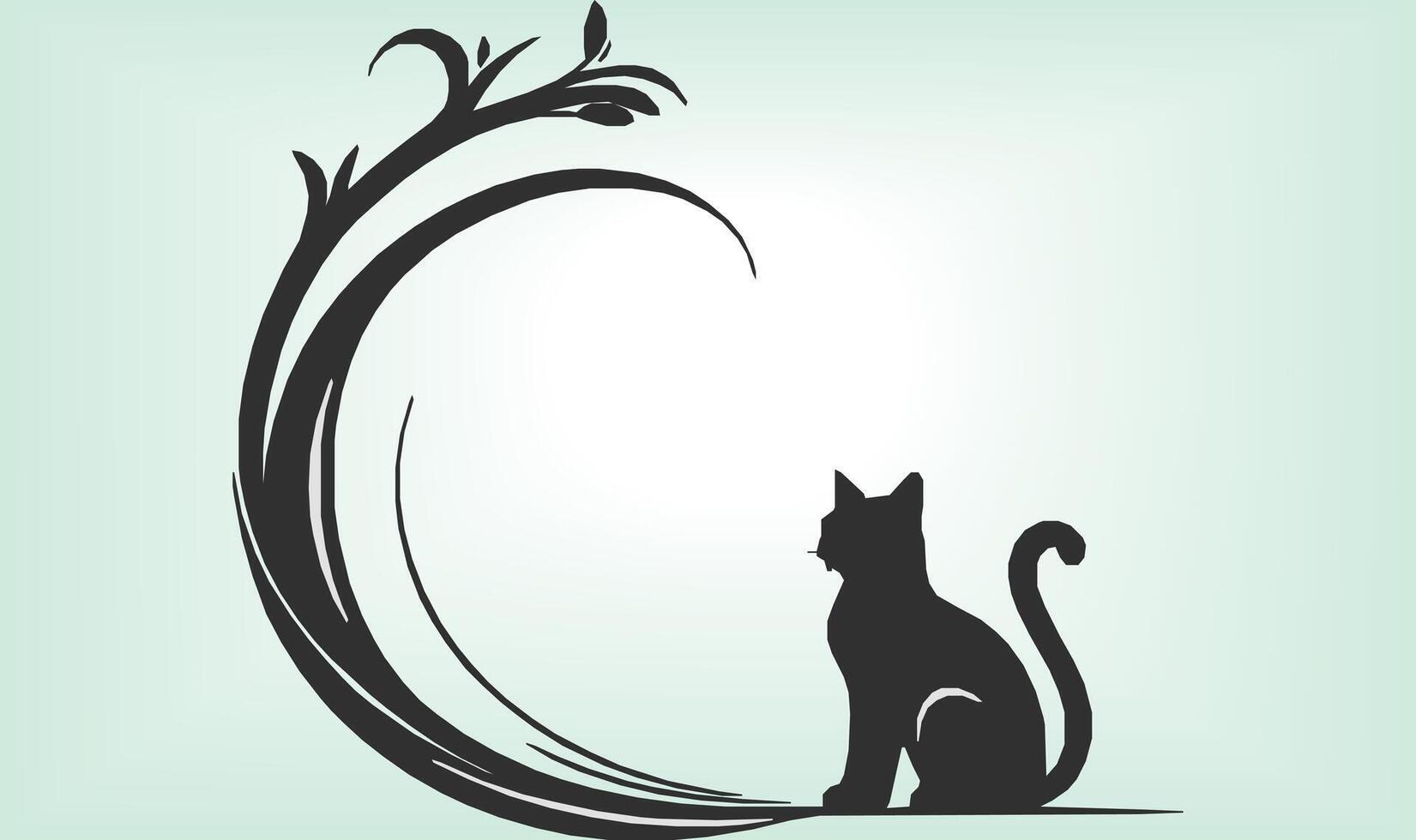 Cat Silhouette International Cat Day. vector