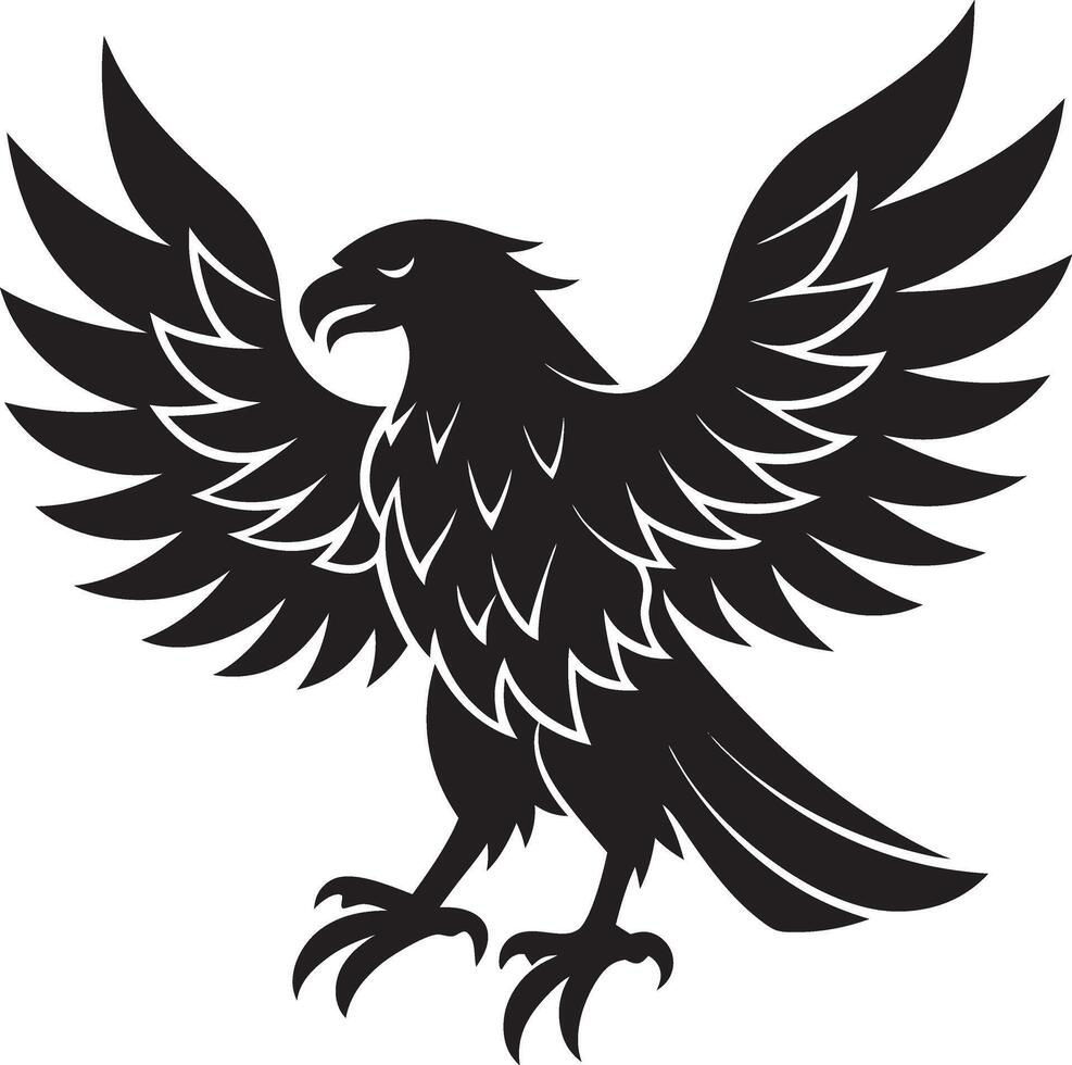Bald eagle flying draw and paint on white background illustration. vector