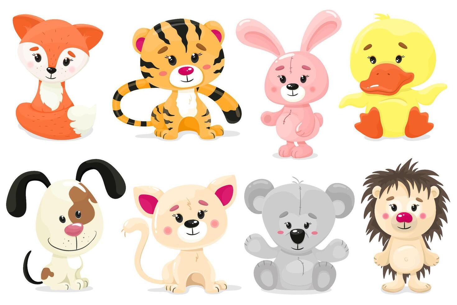 Cute set of animals. vector