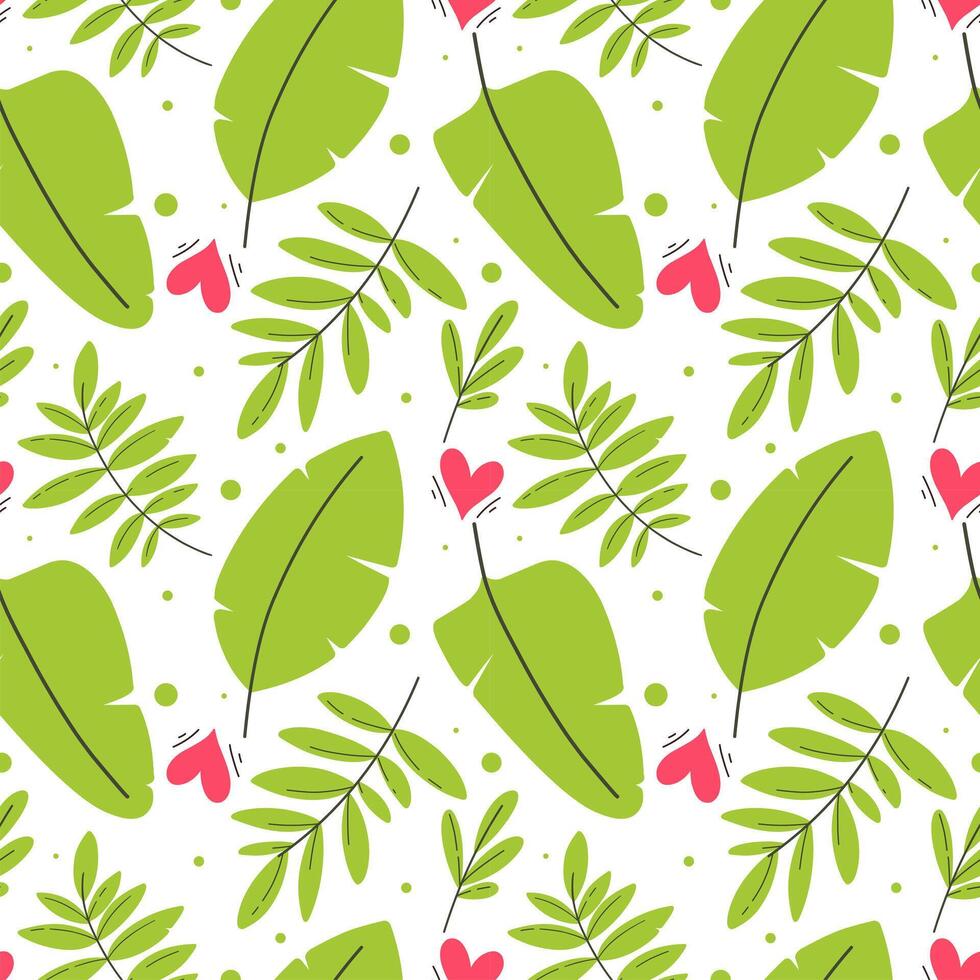Seamless pattern with bright tropical leaves. vector