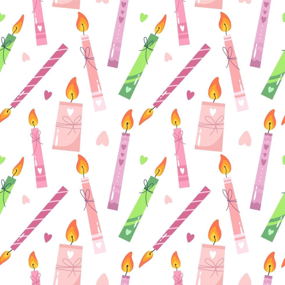 Seamless pattern of holiday candle vector
