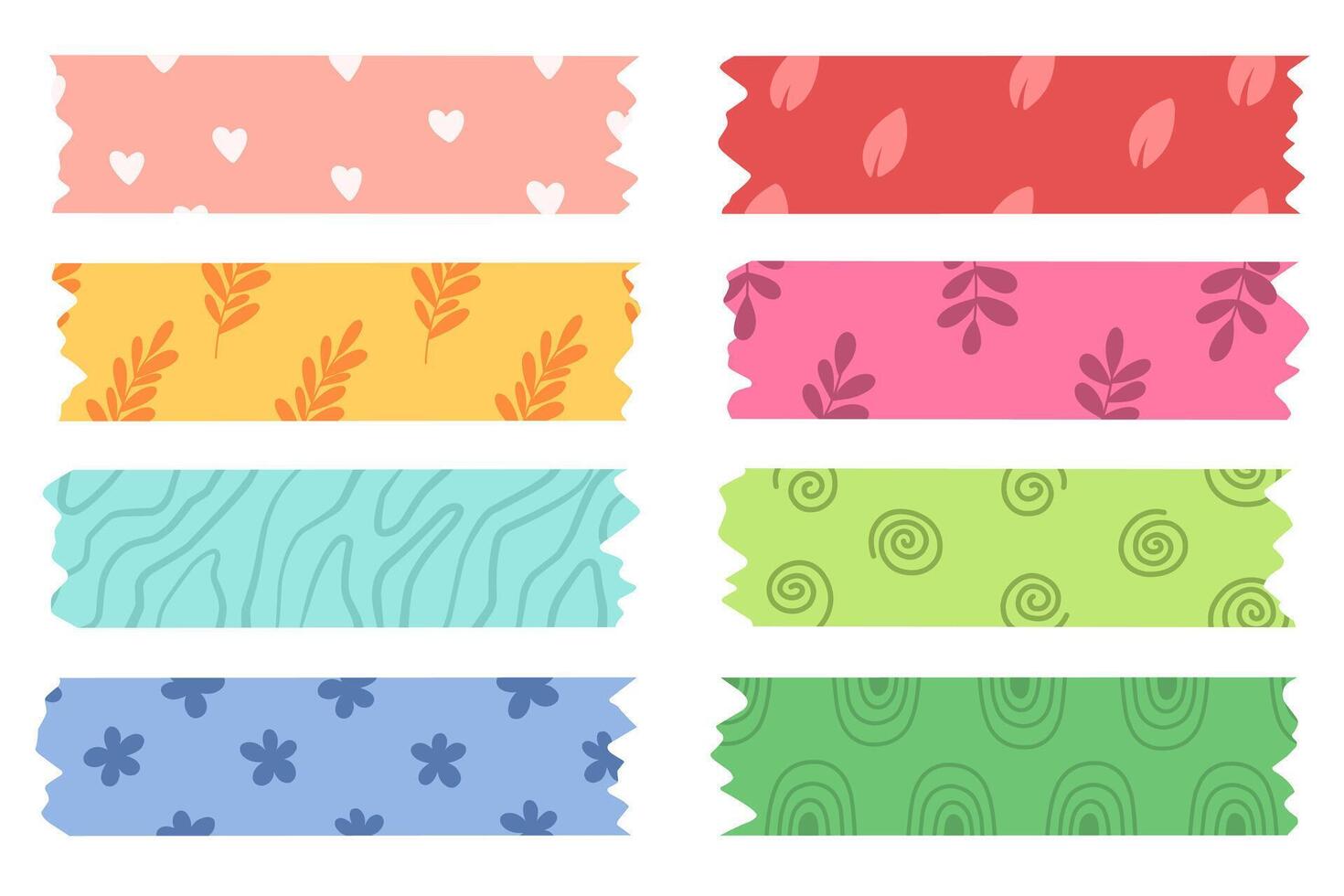 Collection of cute washi tape vector