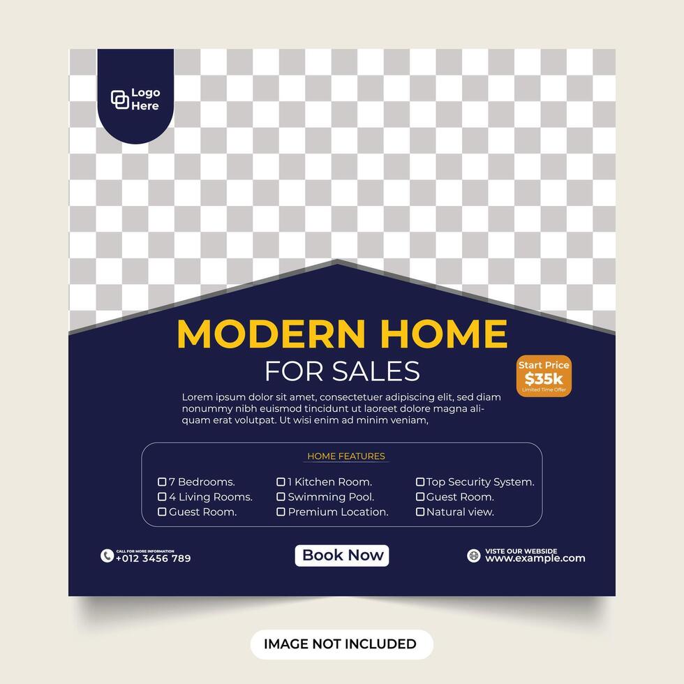 Modern home sales social media post design with purple color. Minimalist real estate business template for digital marketing. Modern home selling business template for social media post. vector