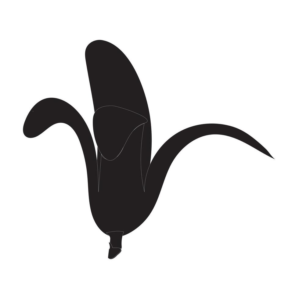 Banana black outline and silhouette icon design illustration vector