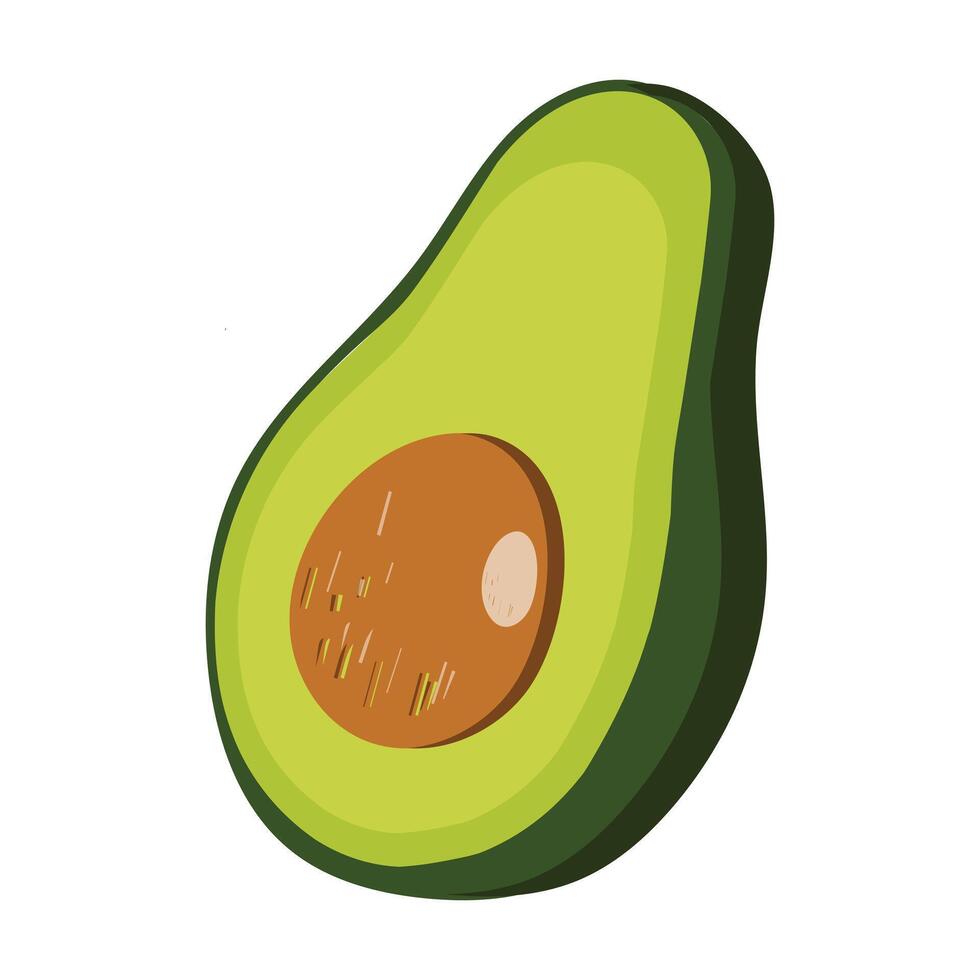 Avocado food icon. Avocado fruit whole and half isolated on white background. Summer tropical fruits for healthy lifestyle illustration in flat style vector