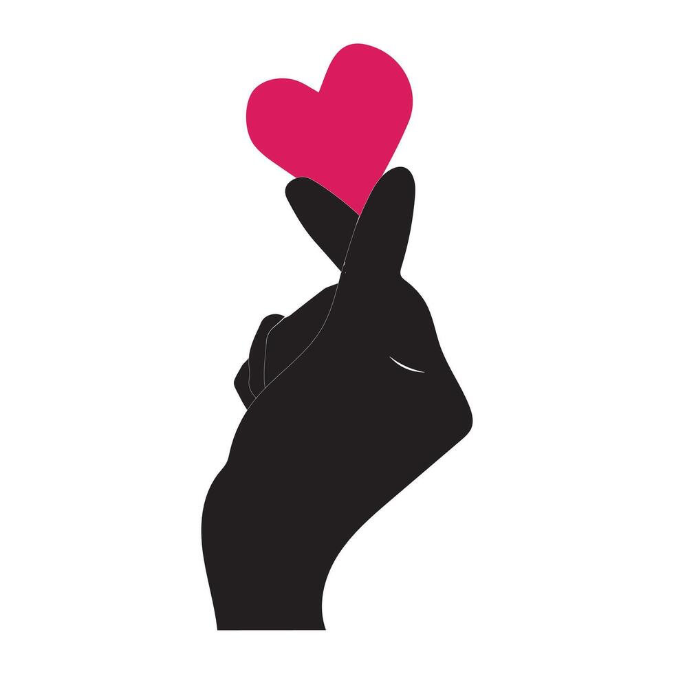 Finger heart icon. Korean love sign. I love you hand gesture. Silhouette illustration sticker design social media, with love icon illustration vector