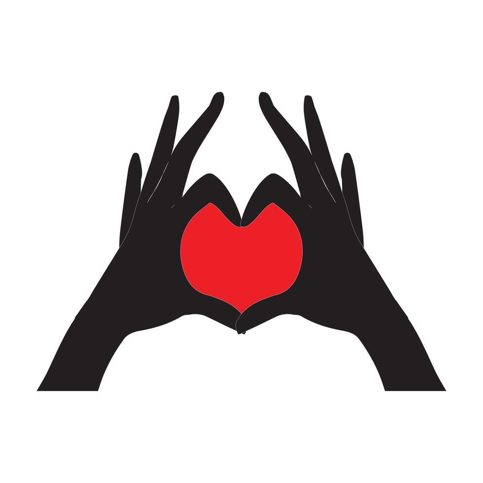 Finger heart icon. Korean love sign. I love you hand gesture. Silhouette illustration sticker design social media, with love icon illustration vector