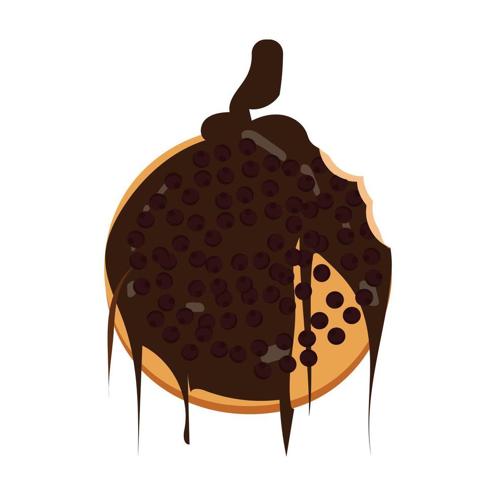 Bitten and half eaten donuts, doughnut pieces. Dessert doughnut bitten. Sweet cake Icon illustration design of cartoon food. Circle doughnut with glazed and cream. half and bite of cake. vector