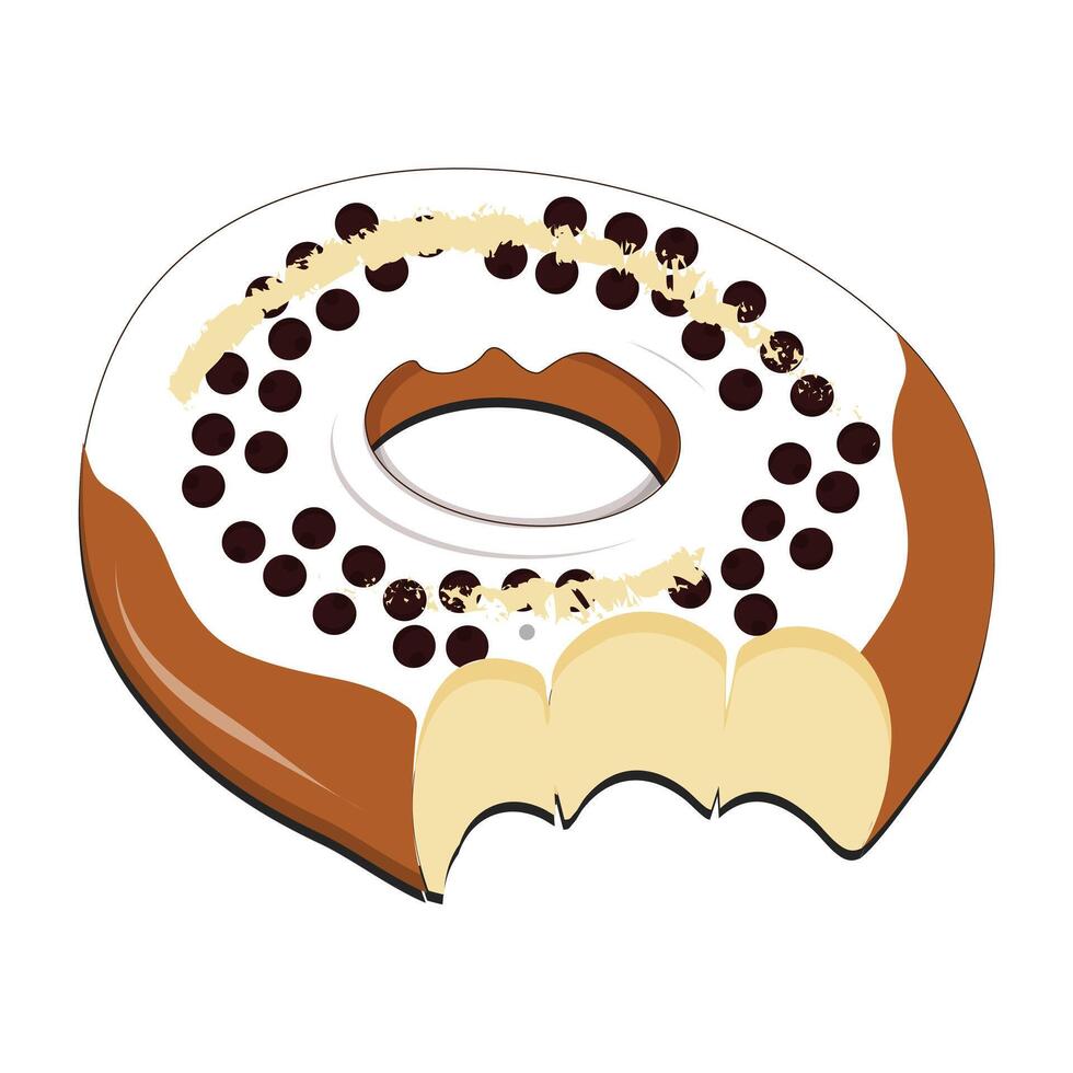 Bitten and half eaten donuts, doughnut pieces. Dessert doughnut bitten. Sweet cake Icon illustration design of cartoon food. Circle doughnut with glazed and cream. half and bite of cake. vector