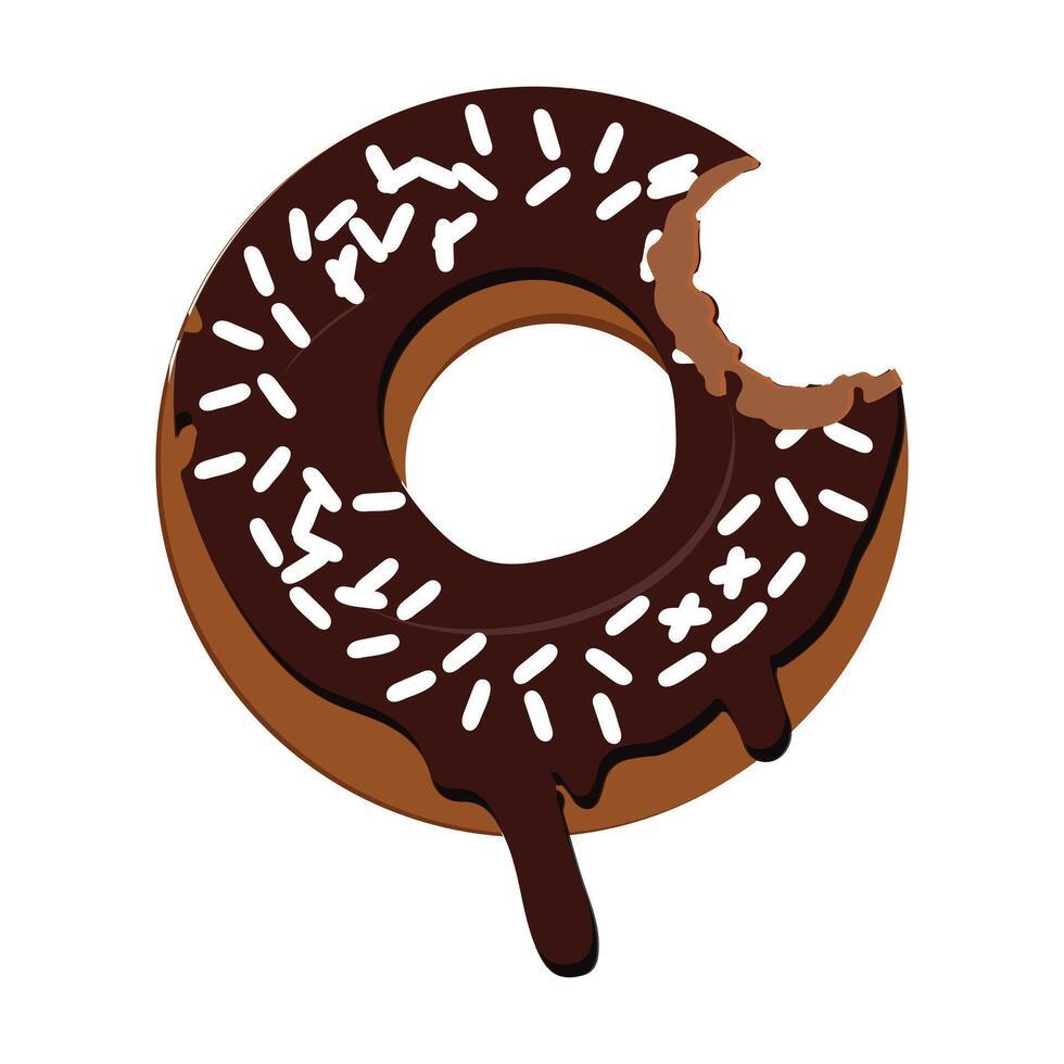 Bitten and half eaten donuts, doughnut pieces. Dessert doughnut bitten. Sweet cake Icon illustration design of cartoon food. Circle doughnut with glazed and cream. half and bite of cake. vector