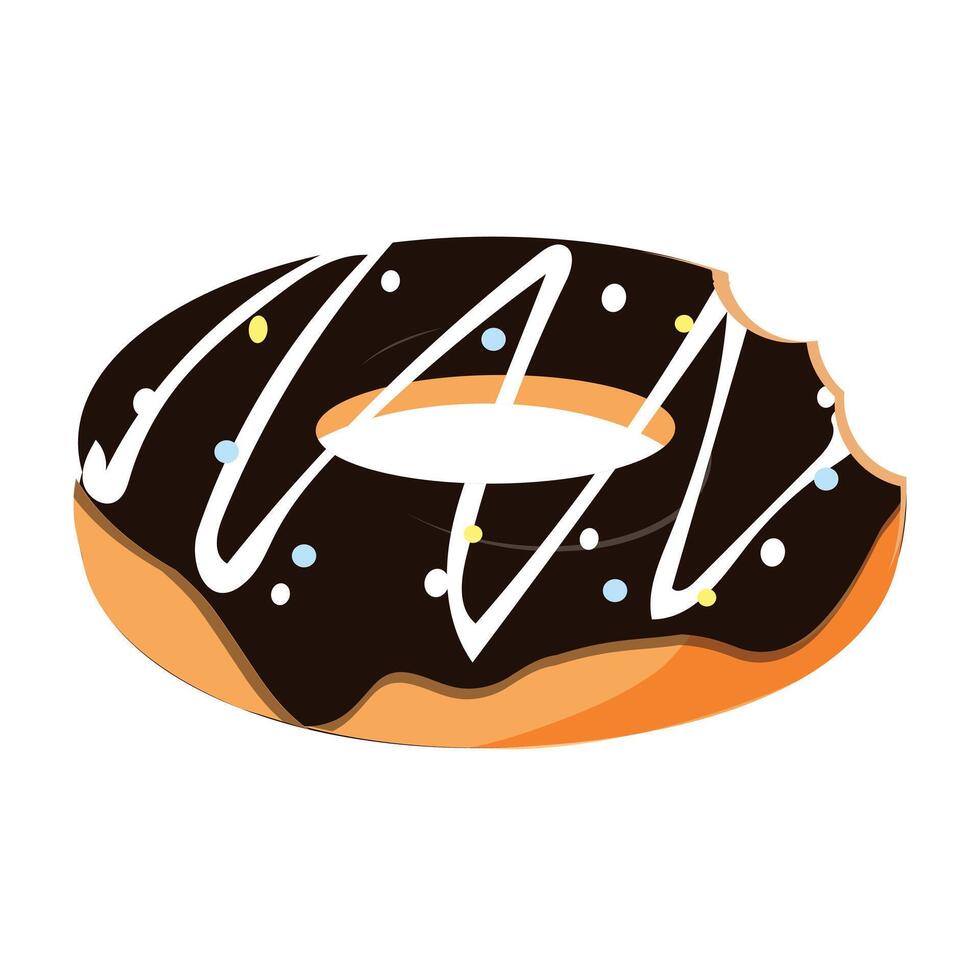 Bitten and half eaten donuts, doughnut pieces. Dessert doughnut bitten. Sweet cake Icon illustration design of cartoon food. Circle doughnut with glazed and cream. half and bite of cake. vector