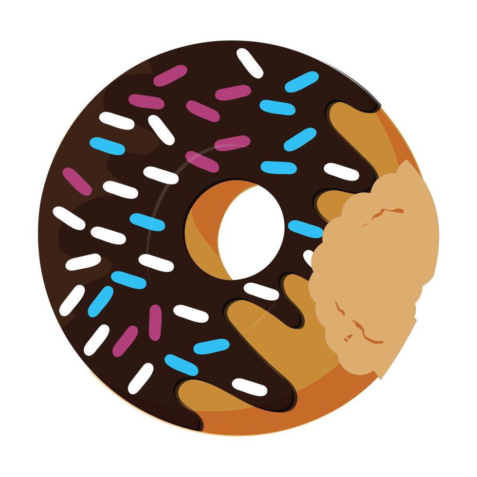 Bitten and half eaten donuts, doughnut pieces. Dessert doughnut bitten. Sweet cake Icon illustration design of cartoon food. Circle doughnut with glazed and cream. half and bite of cake. vector