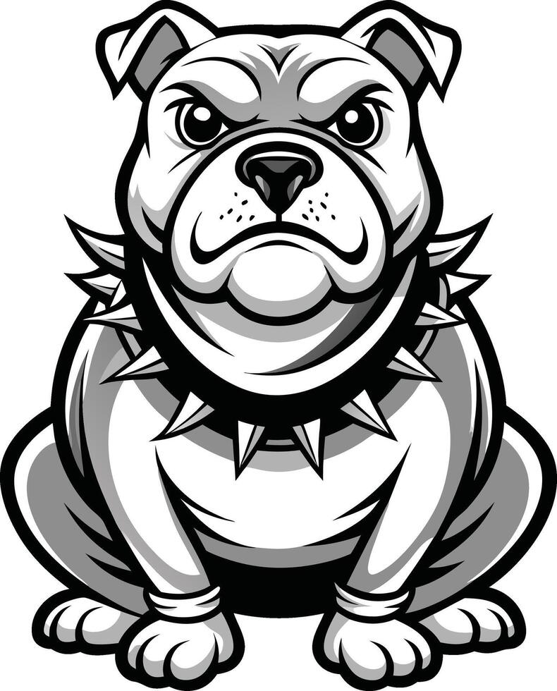 head bulldog dog pet line art illustration, cartoon outline white background vector