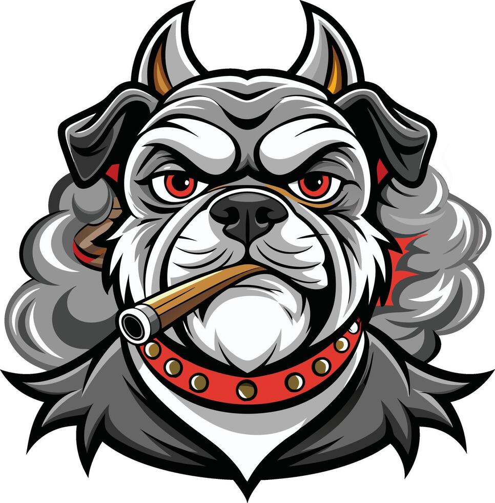 head bulldog dog pet line art illustration, cartoon outline white background vector