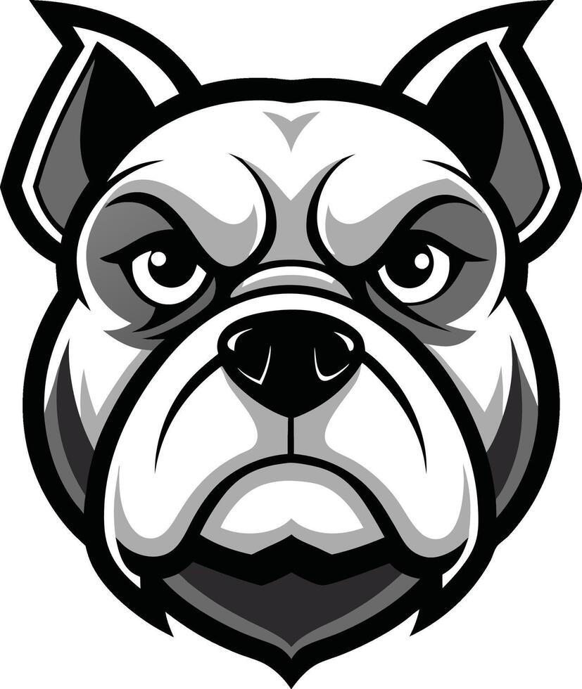 head bulldog dog pet line art illustration, cartoon outline white background vector