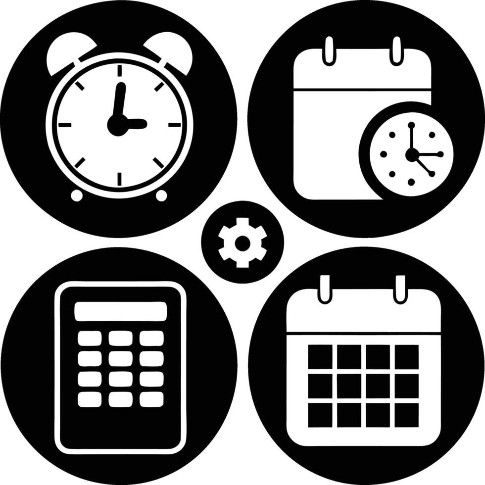 Time, date and address concept editable stroke outline icons set isolated on white background flat illustration vector