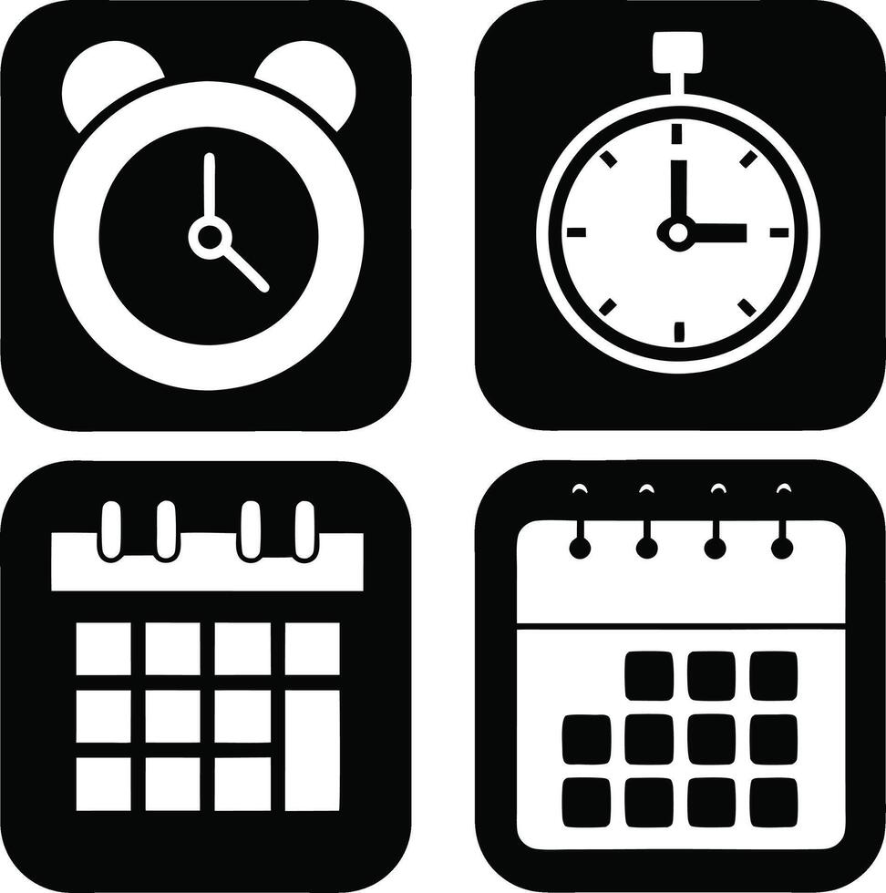 Time, date and address concept editable stroke outline icons set isolated on white background flat illustration vector
