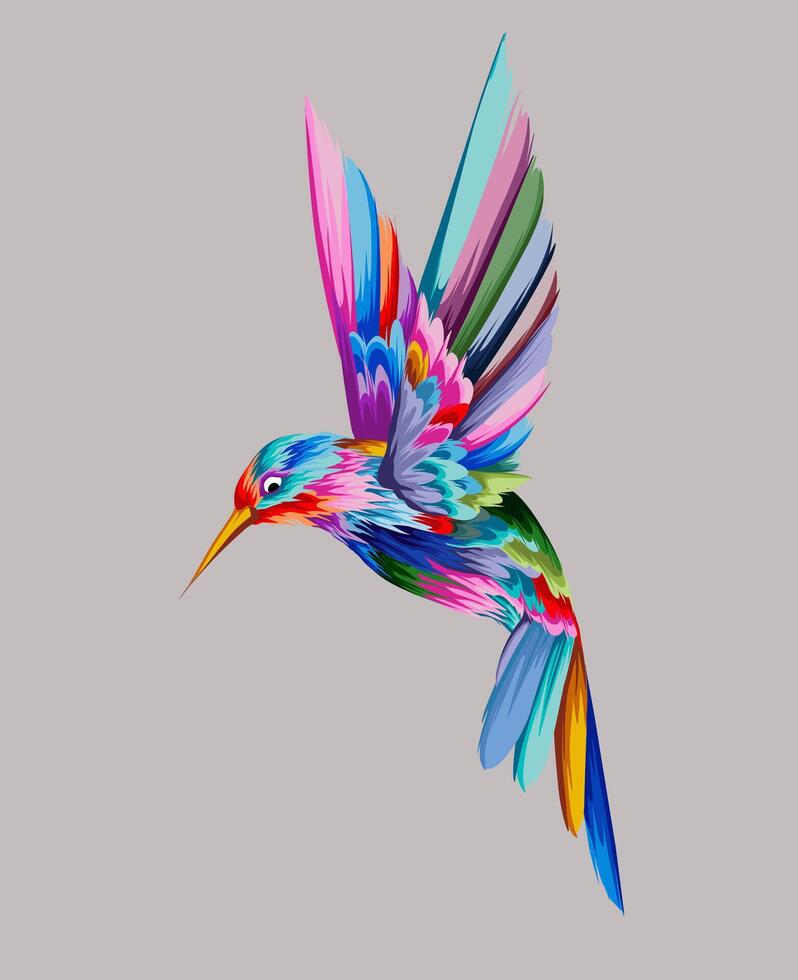 Abstract flying toucan, tropical bird from multicolored paints. Colored drawing. vector