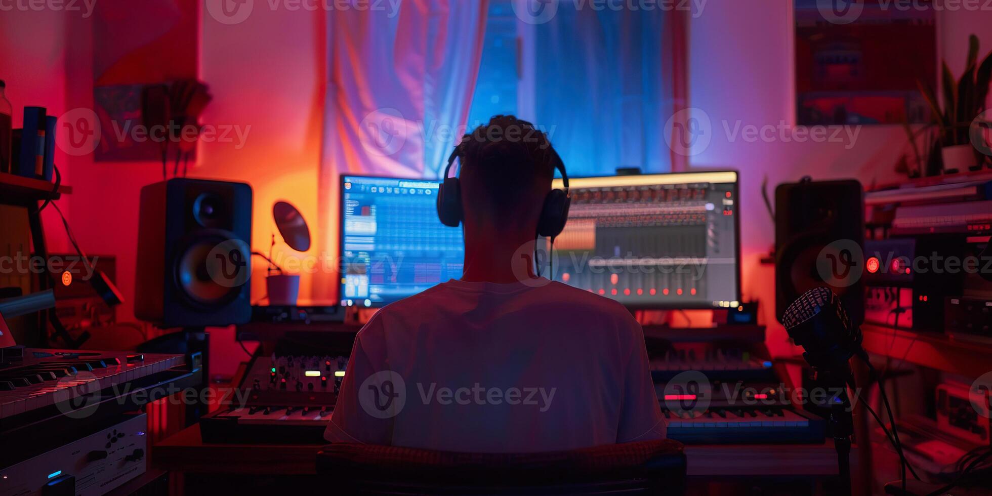 Music Producer Studio Calm, Clean, and Modern Design. photo