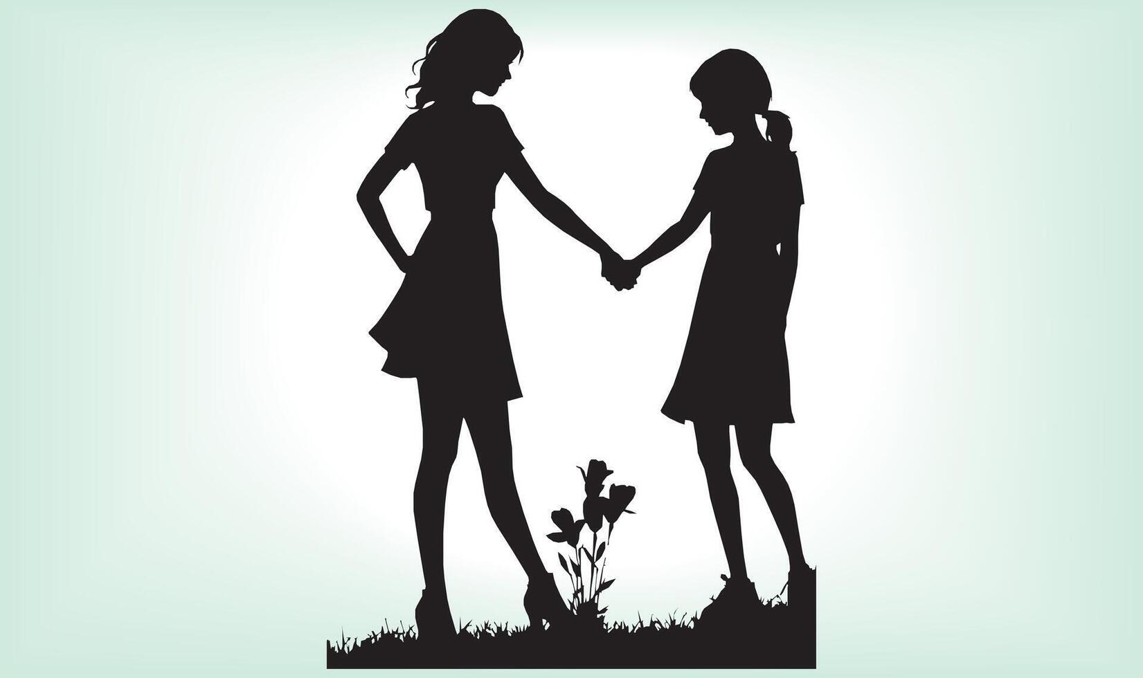 Happy friendship day silhouettes image. vector
