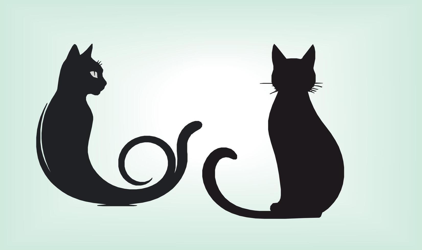Cat Silhouette International Cat Day. vector